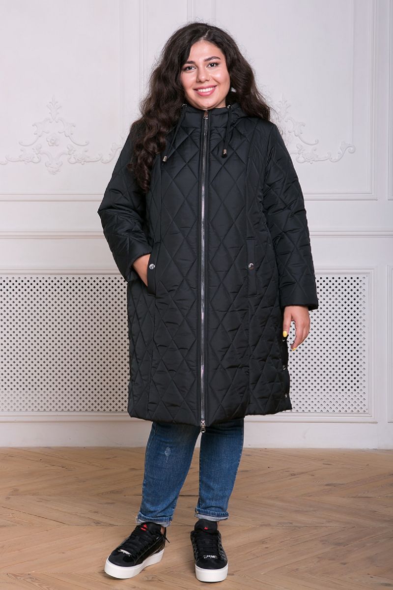 00-13039 Пальто из стеганой ткани МЕЙЛИ черное - Victorya-Shop.com