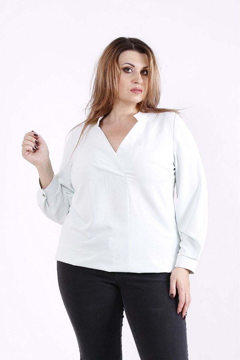 Блуза большого размера с оттенком шалфей  00-133679 - Victorya-Shop.com