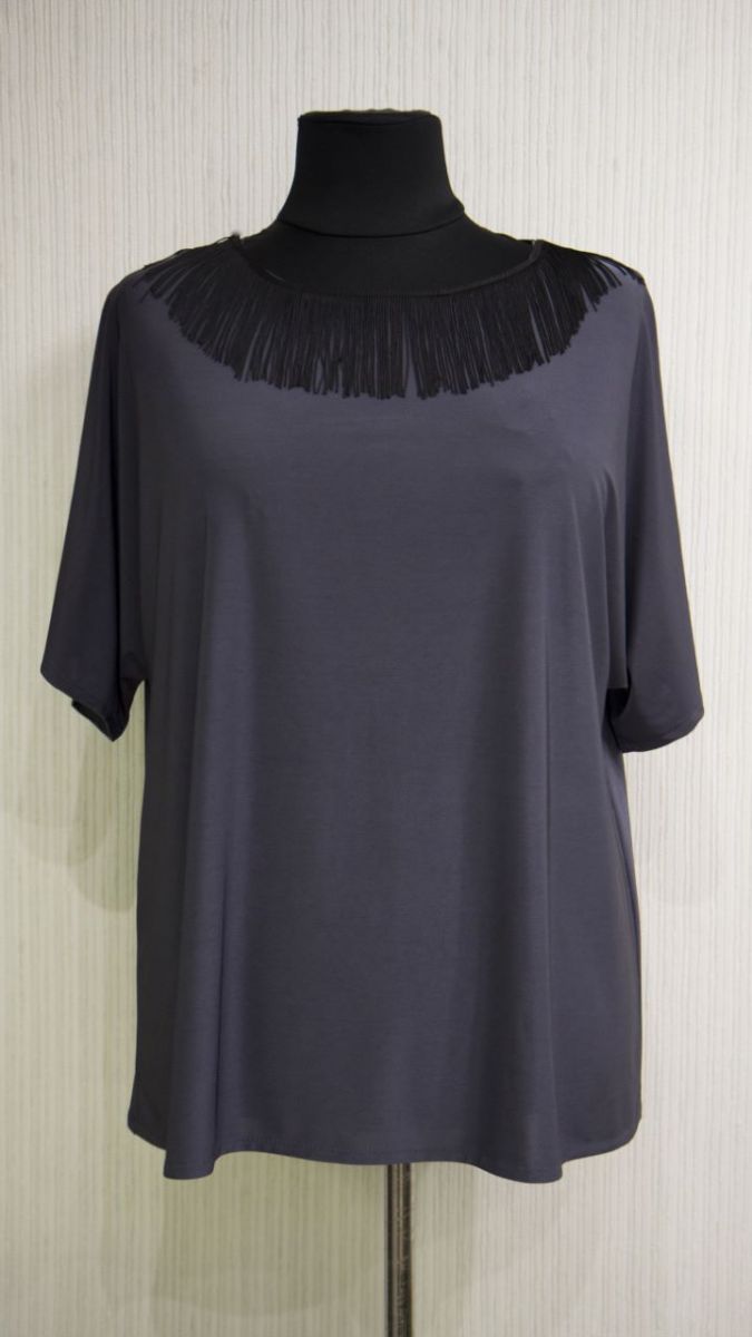 Блуза большого размера серый  000-490 - Victorya-Shop.com