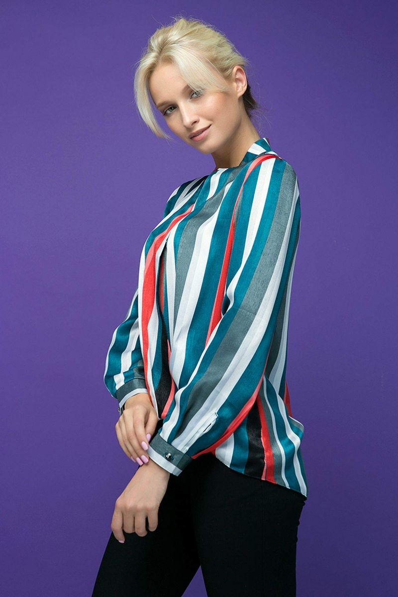 Блуза с запахом OLIVER голубая 00-13389 - Victorya-Shop.com