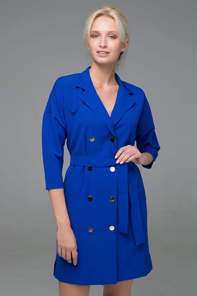 Двубортное платье на кнопках ERIKA электрик00-13378 - Victorya-Shop.com