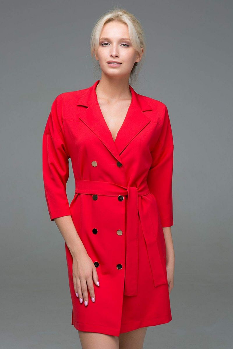 Двубортное платье на кнопках ERIKA красный 00-13379 - Victorya-Shop.com