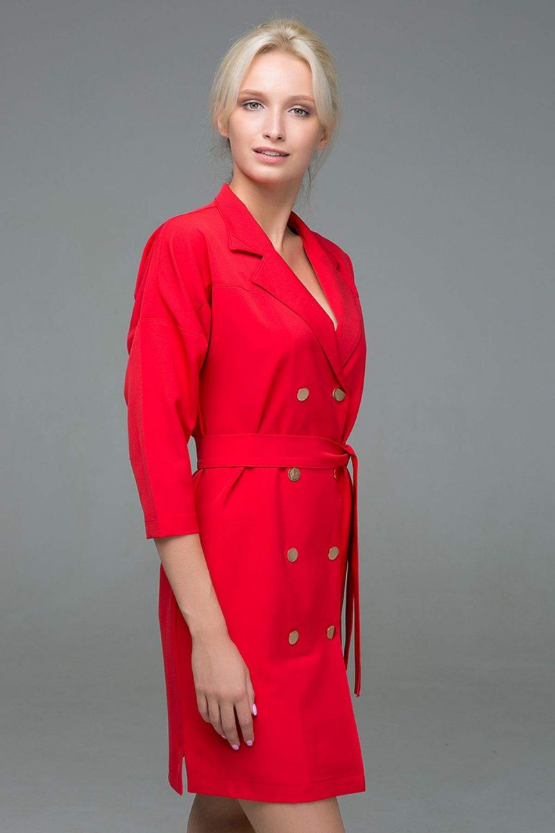 Двубортное платье на кнопках ERIKA красный 00-13379 - Victorya-Shop.com