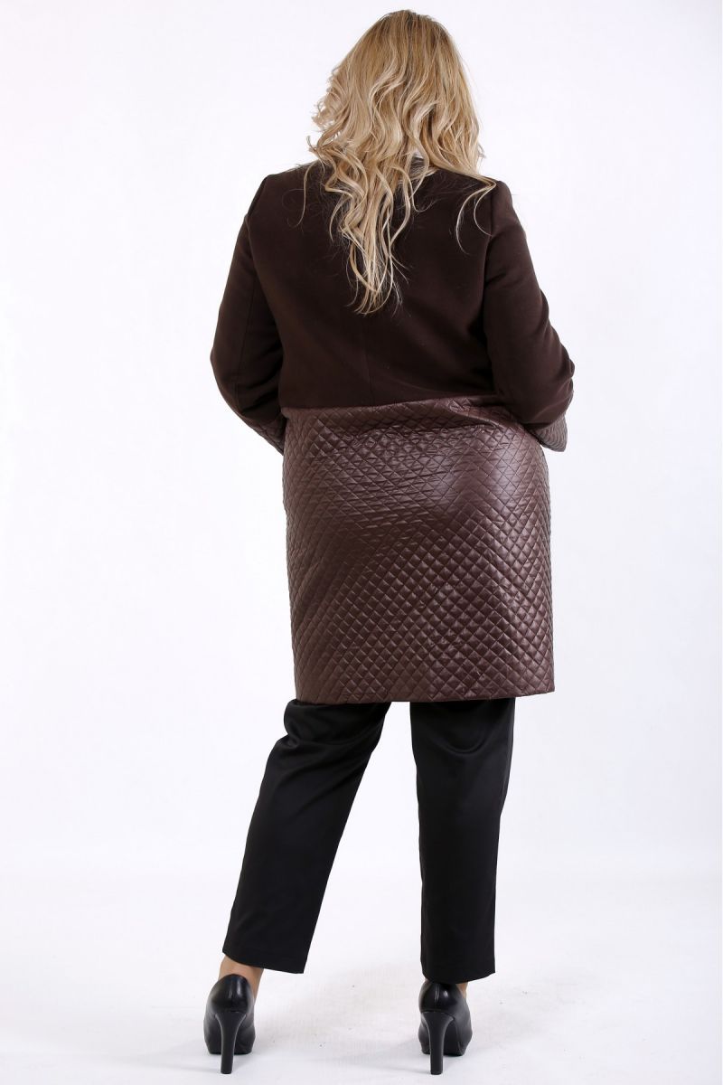 Комбинированное пальто коричневый   00-133713 - Victorya-Shop.com