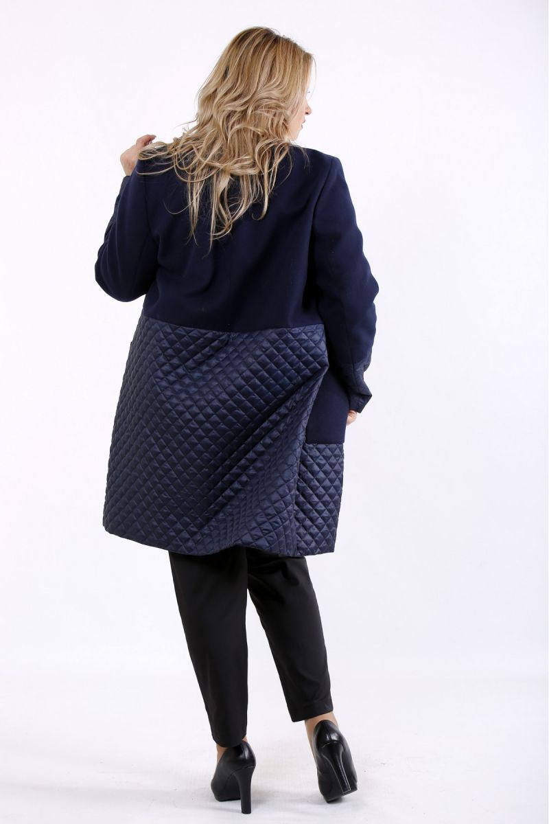 Комбинированное пальто синий  00-133712 - Victorya-Shop.com
