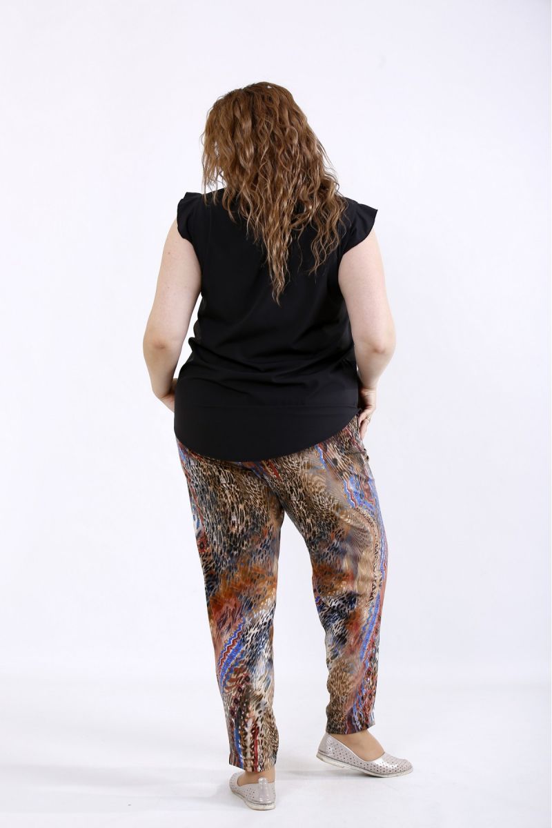 Комплект с коричневым принтом: блузка и штаны 00-133742 - Victorya-Shop.com
