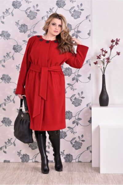 Красное пальто классического кроя 00-133733 - Victorya-Shop.com