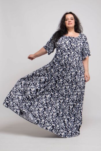 Легкое летнее платье из натуральной ткани большого размера доступно в цвете 000-709 - Victorya-Shop.com