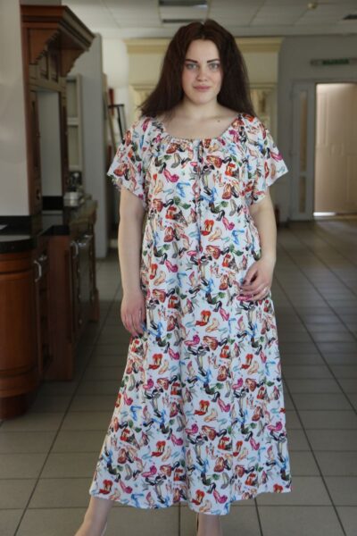Летнее платье большого размера реглан из легкой ткани крепдешина доступно в цвете   000-487 - Victorya-Shop.com