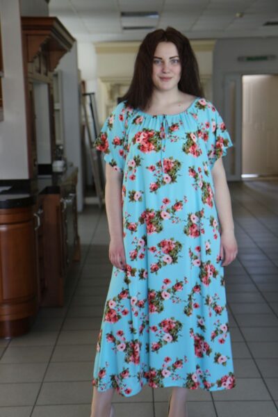 Летнее платье большого размера реглан из легкой ткани крепдешина доступно в цвете   000-488 - Victorya-Shop.com