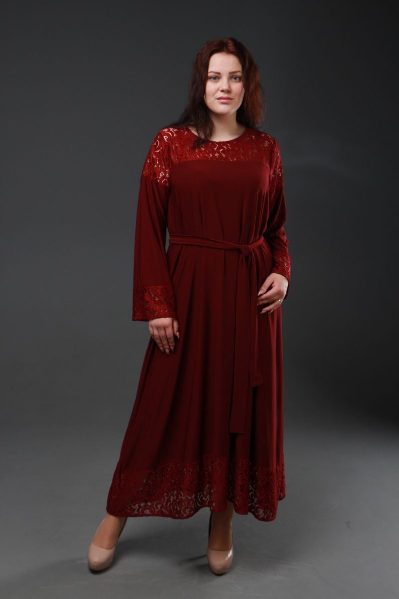 Нарядное платье для полных  Афина марсала 000-339 - Victorya-Shop.com