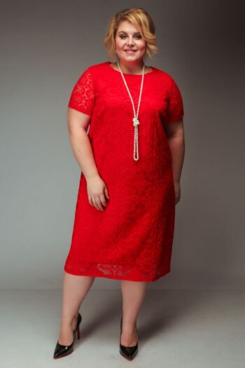 Нарядное платье из гипюра для полных  доступно в цвете 00-843 - Victorya-Shop.com