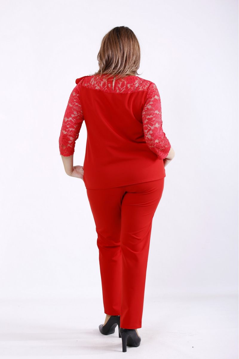 Нарядный костюм большого размера красный 00-133683 - Victorya-Shop.com