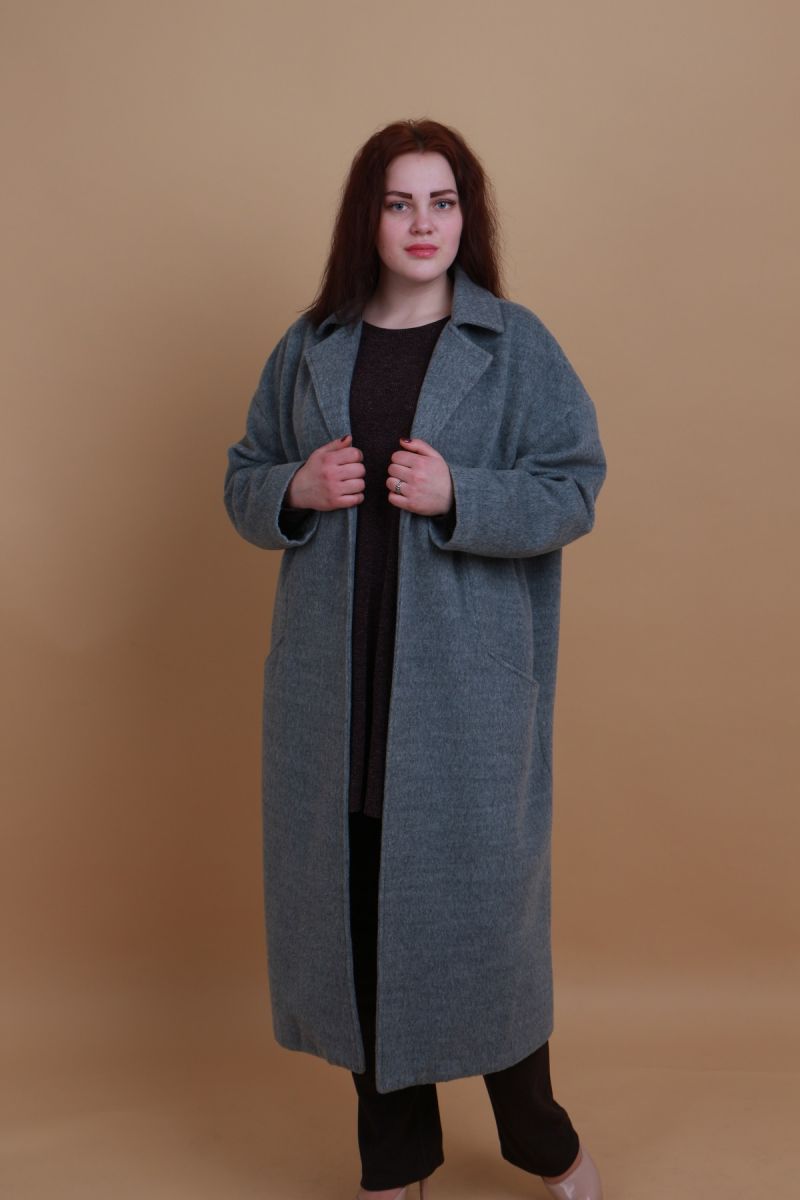 Пальто большого размера  Весна шерсть оливка 000-438 - Victorya-Shop.com