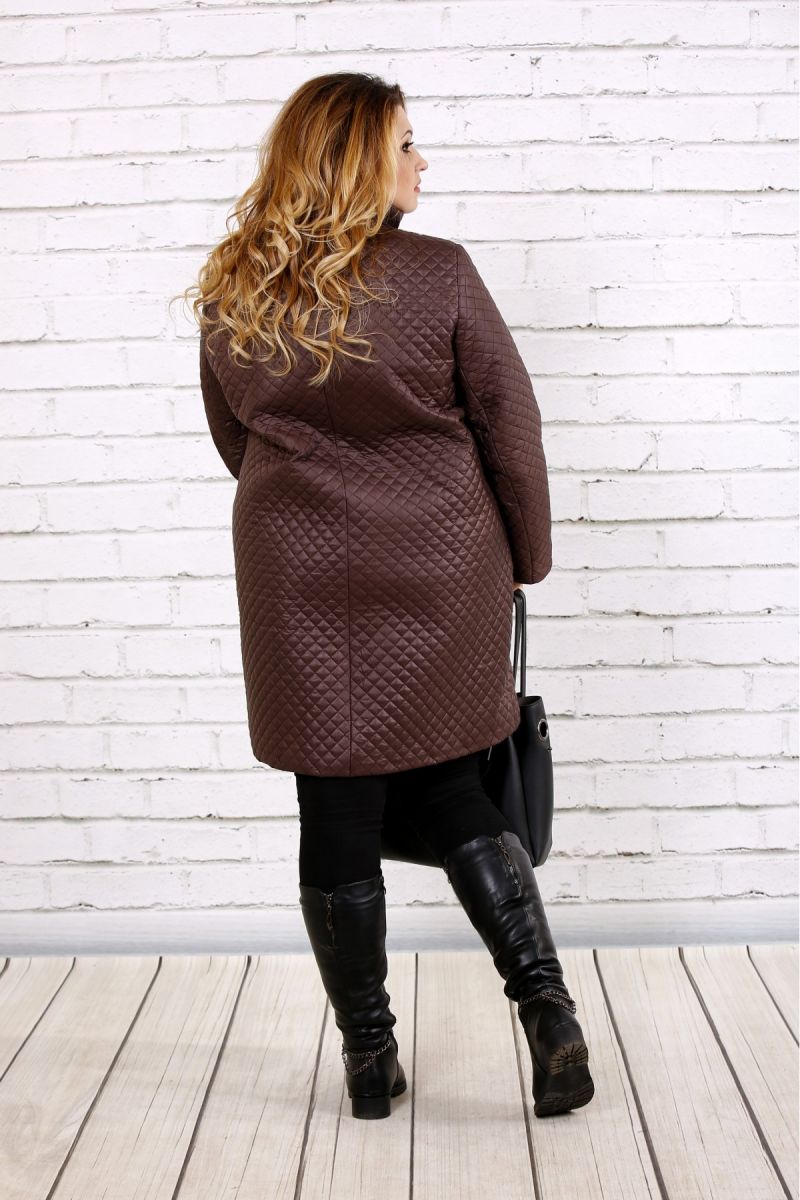 Пальто из плащевки коричневого цвета 00-133722 - Victorya-Shop.com