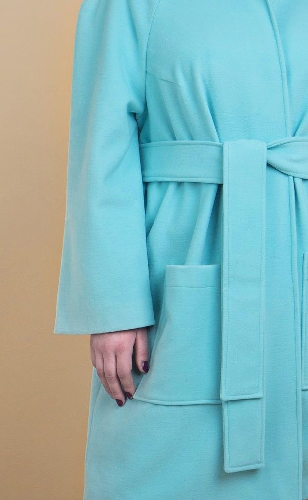 Пальто женское большого размера из благородного кашемира сочная мята доступно в цвете 000-440 - Victorya-Shop.com