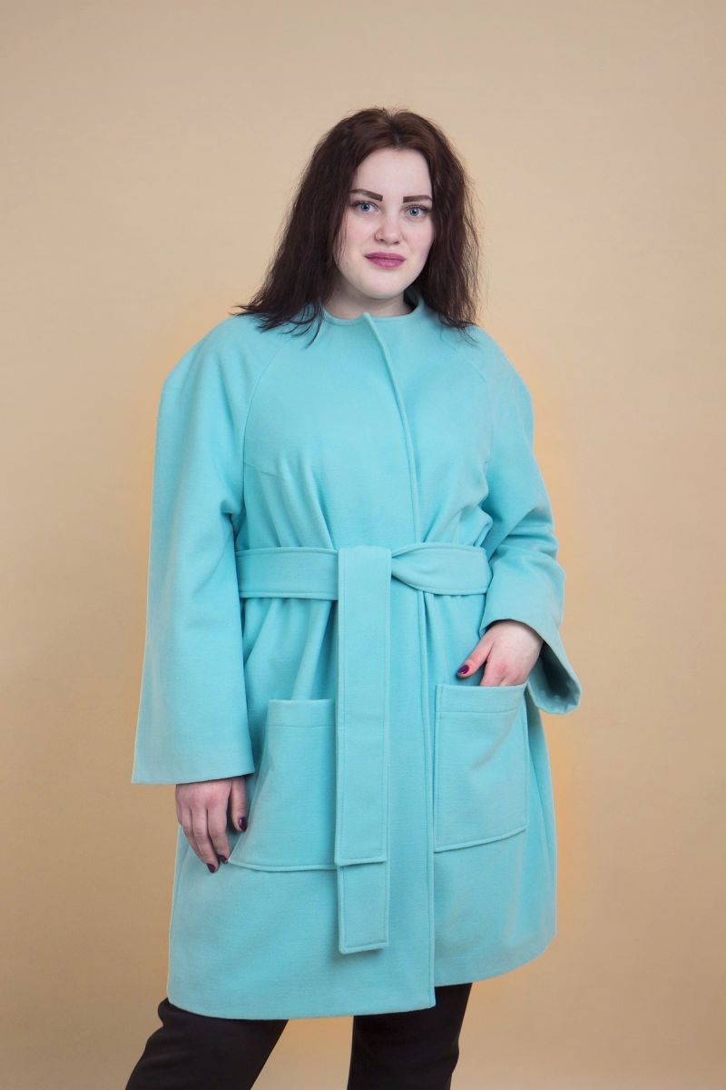 Пальто женское большого размера из благородного кашемира сочная мята доступно в цвете 000-440 - Victorya-Shop.com