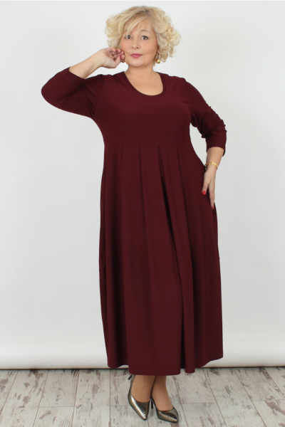 Платье большого размера бордо трикотаж 000-377 - Victorya-Shop.com
