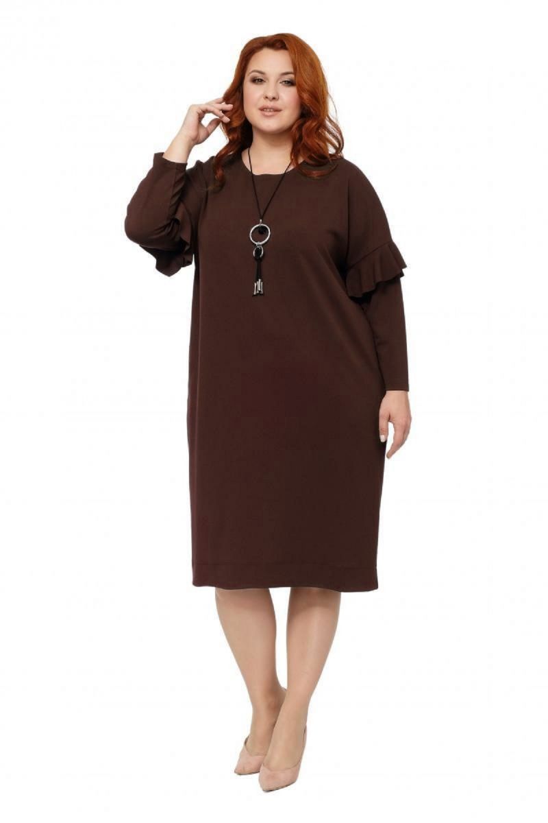 Платье большого размера цвет шоколад  Доступно в цвете  000-237 - Victorya-Shop.com