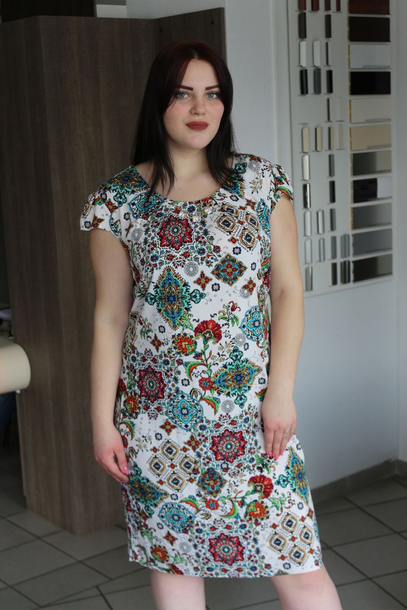 Платье большого размера из натуральной ткани 00-133506 - Victorya-Shop.com