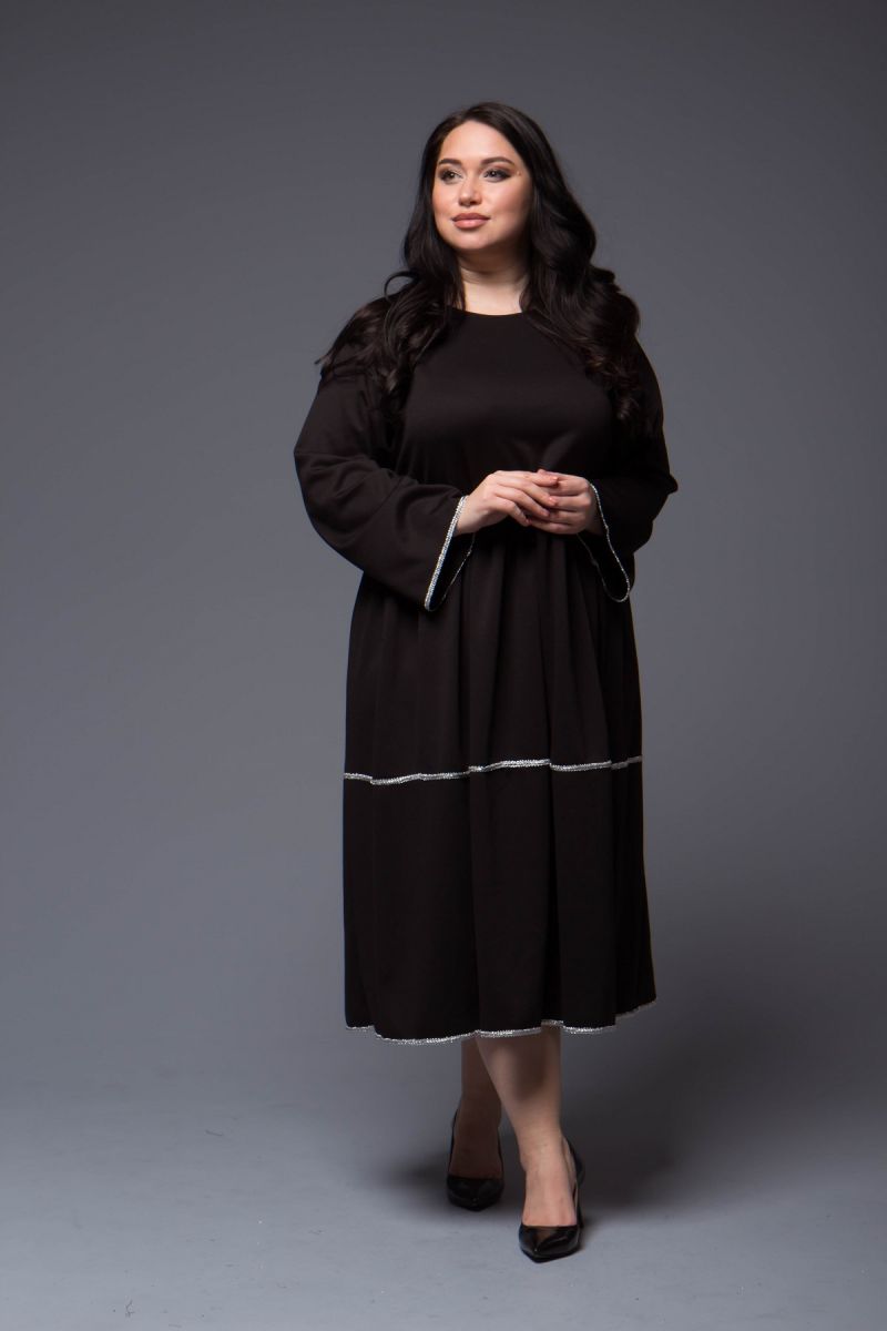 Платье большого размера из трикотажа джерси доступно в цвете  000-697 - Victorya-Shop.com