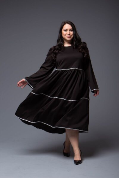 Платье большого размера из трикотажа джерси доступно в цвете  000-697 - Victorya-Shop.com