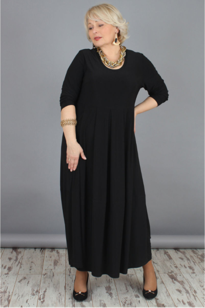 Платье большого размера черный трикотаж 000-378 - Victorya-Shop.com