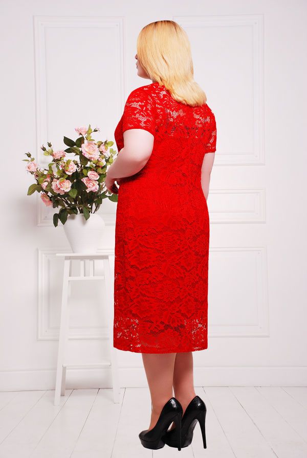 Платье из гипюра с подкладкой цвет красный ЛЮЧИЯ - Victorya-Shop.com