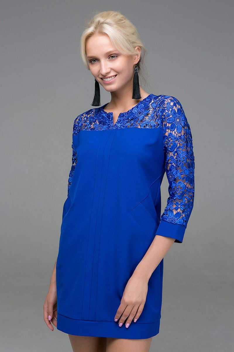 Платье с карманами BELL синее 00-13374 - Victorya-Shop.com