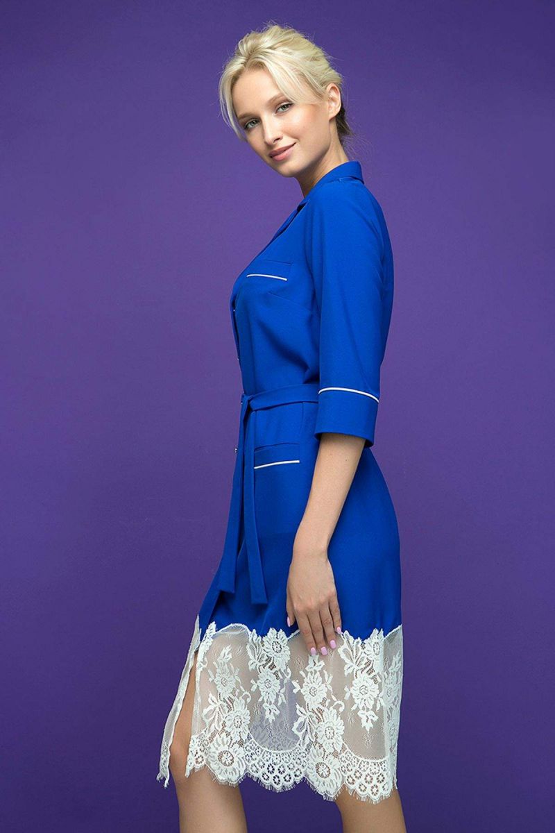 Платье с кружевным купоном KIRA синее 00-13395 - Victorya-Shop.com