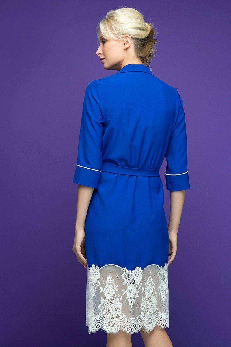 Платье с кружевным купоном KIRA синее 00-13395 - Victorya-Shop.com