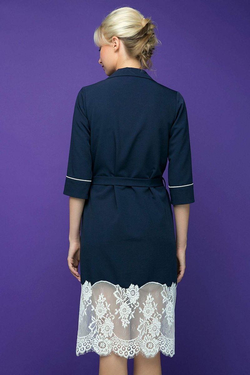 Платье с кружевным купоном KIRA темно-синее 00-13394 - Victorya-Shop.com