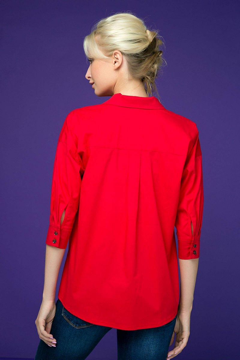 Рубашка с декором из жемчуга TERY красный 00-13382 - Victorya-Shop.com