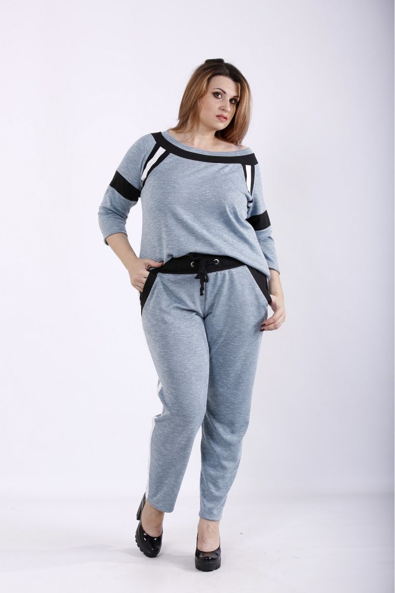 Серый спортивный костюм бирюза  00-133693 - Victorya-Shop.com