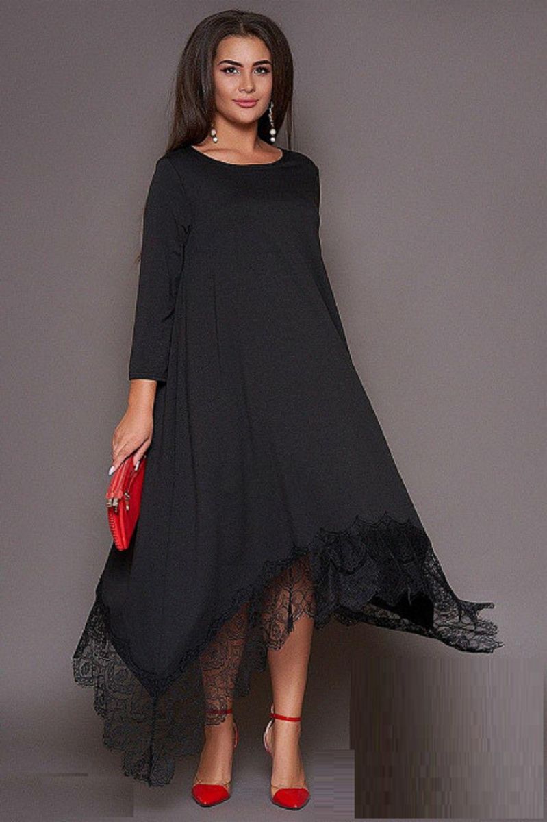 Шикарное платье большого размера Софи черный  000-242 - Victorya-Shop.com