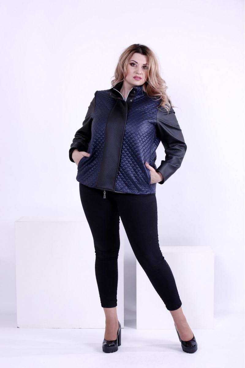 Синяя короткая демисезонная куртка 00-133721 - Victorya-Shop.com