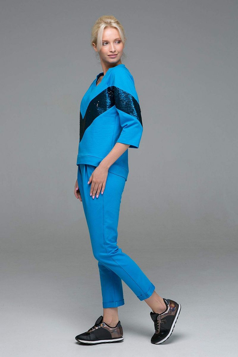 Спортивный костюм с двусторонними пайетками ANDY голубой00-13384 - Victorya-Shop.com