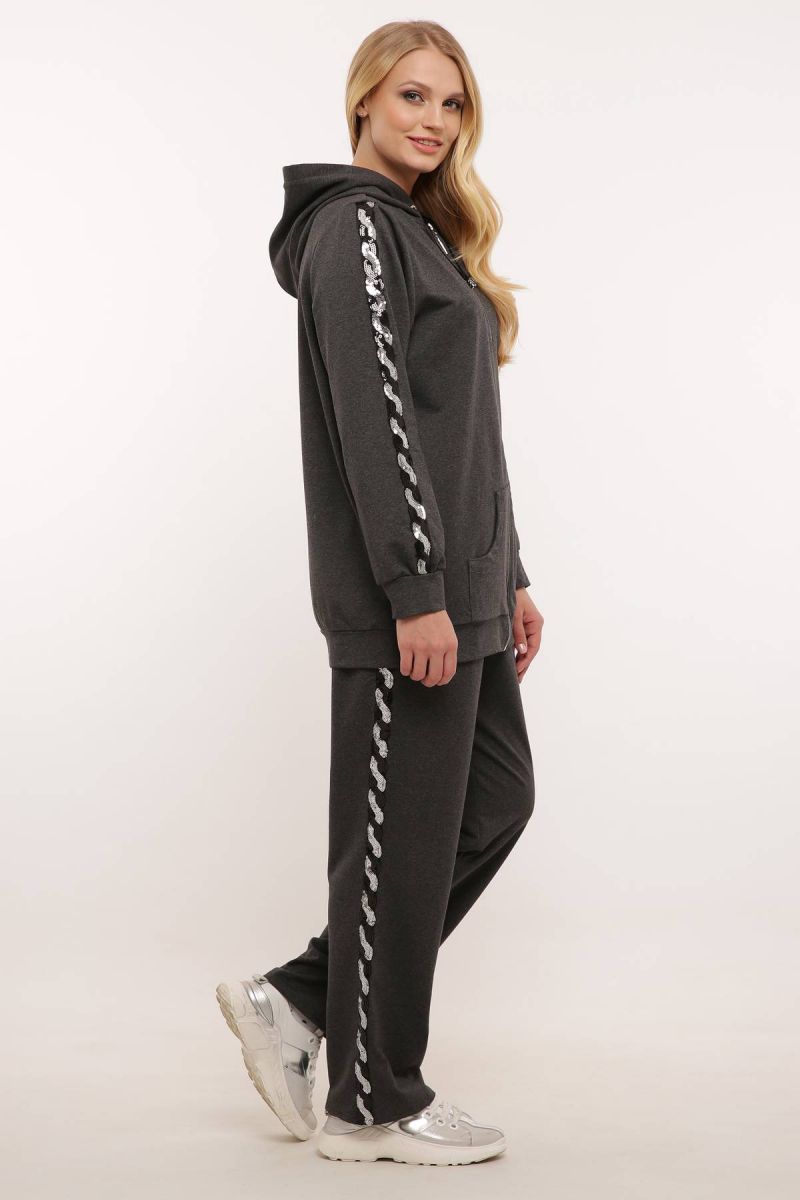 Спортивный костюм (серебряная змейка)  серый 000-468 - Victorya-Shop.com