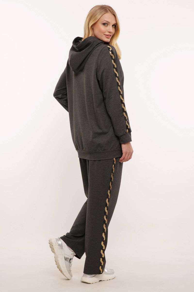 Спортивный костюм (золотая змейка)  серый  000-466 - Victorya-Shop.com