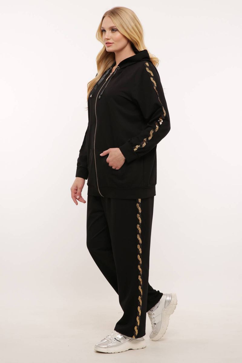 Спортивный костюм (золотая змейка)  черный 000-469 - Victorya-Shop.com