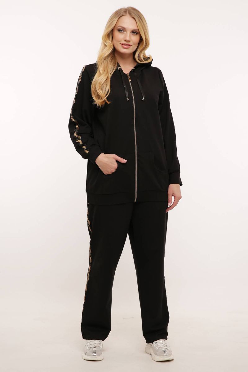 Спортивный костюм (золотая змейка)  черный 000-469 - Victorya-Shop.com