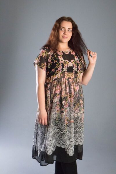 Туника -платье из шифона большого размера 000-542 Перфект - Victorya-Shop.com